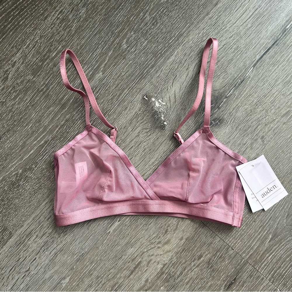 NWT XS‎ 32A 32B Auden Mauve Pink Mesh Unlined Wire Free Bralette